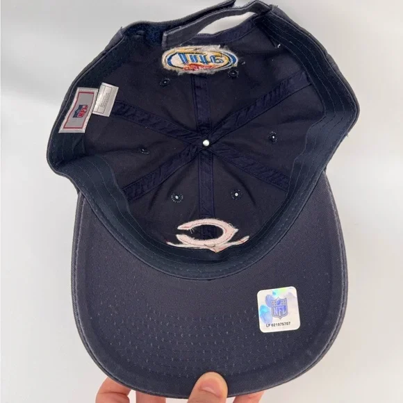 Chicago Bears NFL Team Apparel Ball Cap Nave Blue Orange Adjustable Hat - Picture 3 of 5